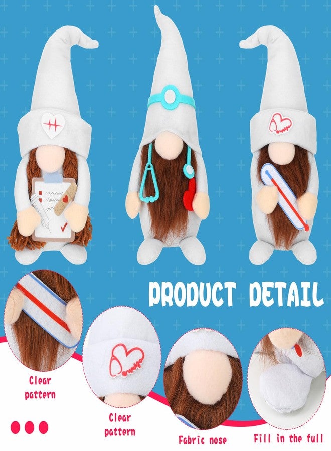 Lineshading 3 Pcs Christmas Nurse Doctor Home Gnome Figurines Plush Decoration Swedish Gnomes Ornaments Decor Hospital Office Decorations Gifts for Christmas Nurse Doctor Home Table - Image 3